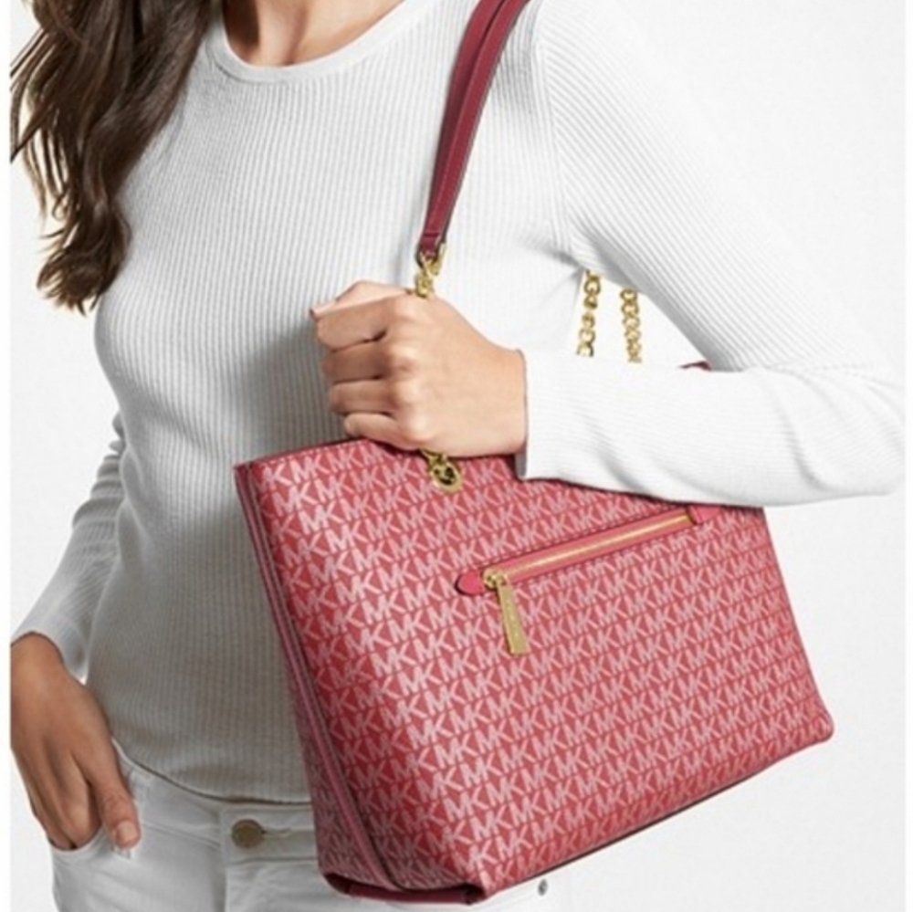 Michael Kors Jet Set Logo Medium Red Shoulder Bag - Picture 9 of 11
